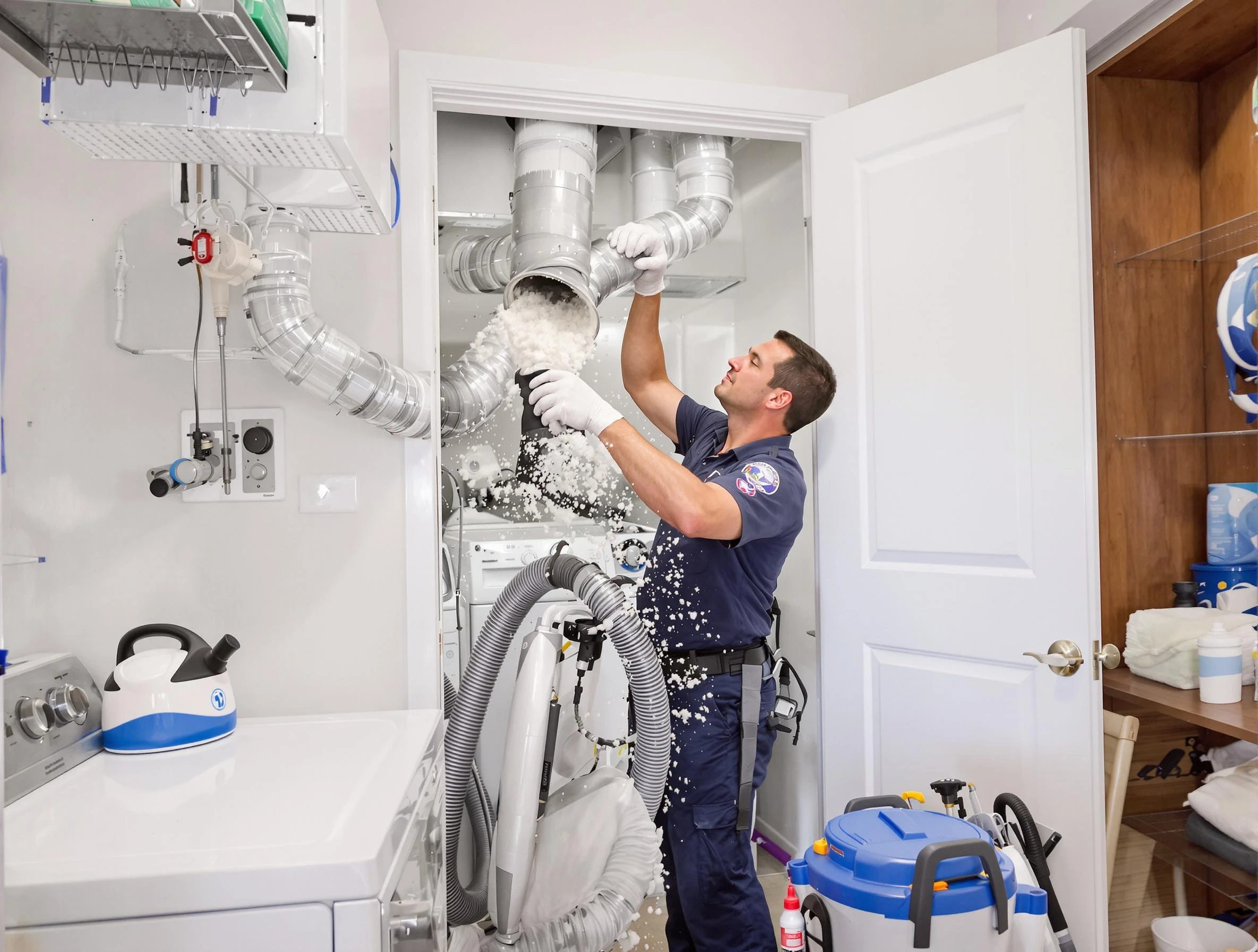 San Bernardino Dryer Vent Cleaning technician delivering thorough residential dryer vent cleaning service in San Bernardino